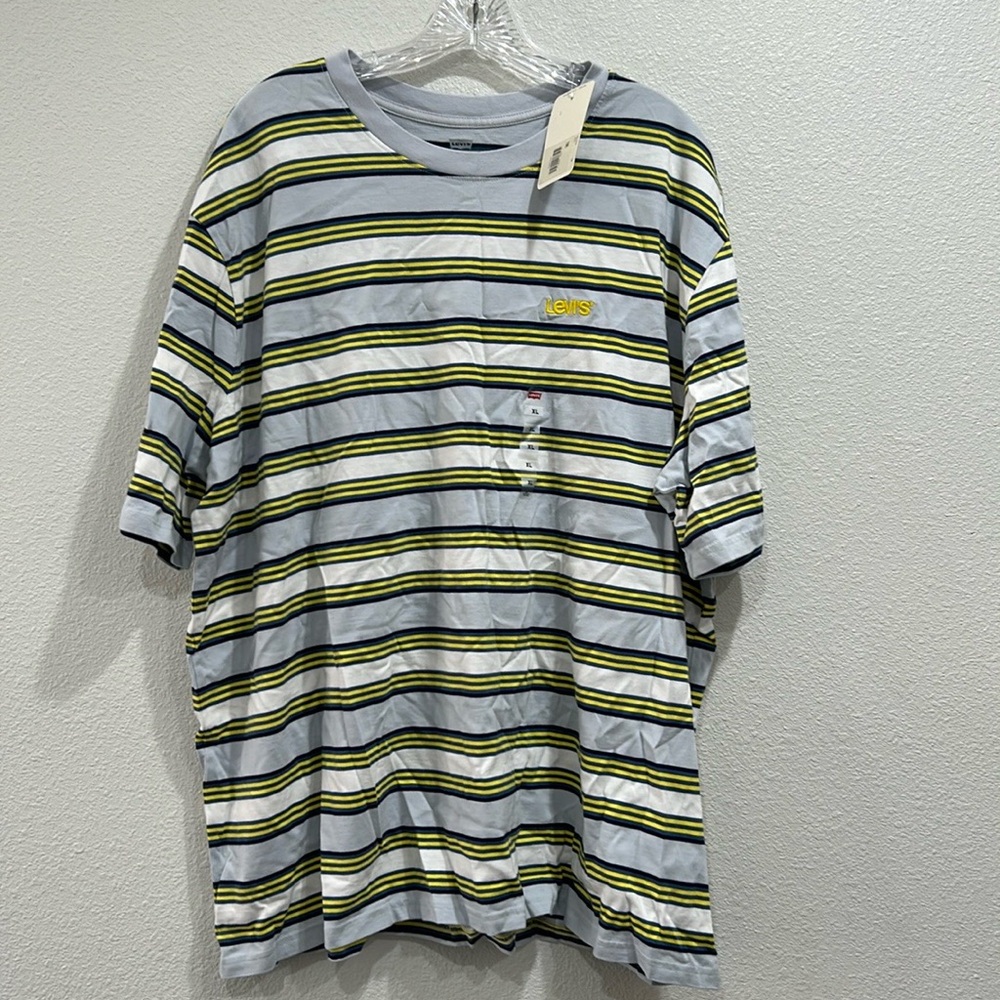 Levi's Light Blue and Yellow Striped Short Sleeve Tee